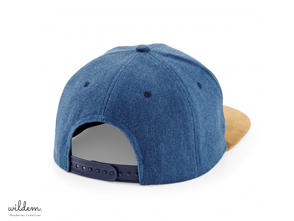 Casquette américaine suédine écusson liège brodé lettre arrière