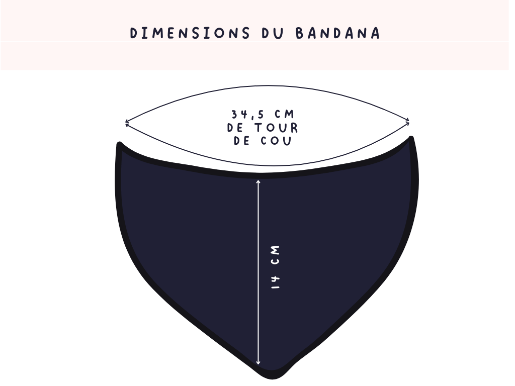 Dimension d'un bandana pour bébé brodé personnalisable