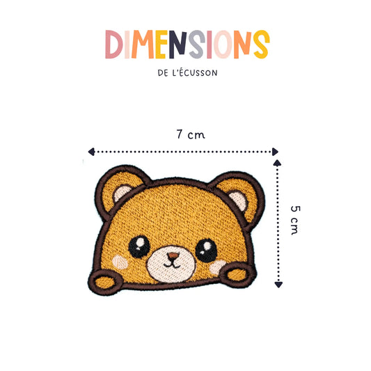 Dimension du patch thermocollant brodé en forme d'ourson kawaii