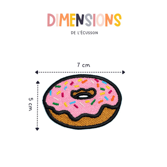 Dimension du patch thermocollant brodé en forme de donut kawaii