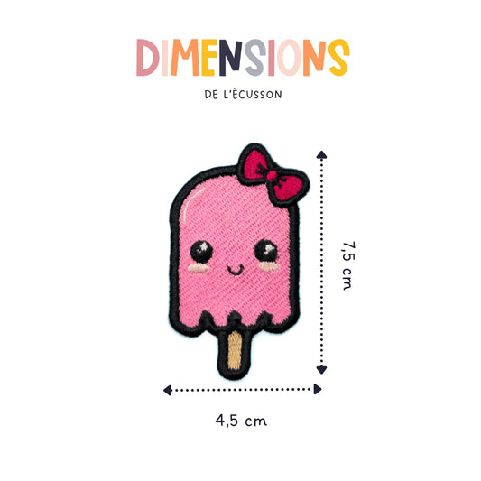 Dimension du patch thermocollant brodé en forme de glace kawaii