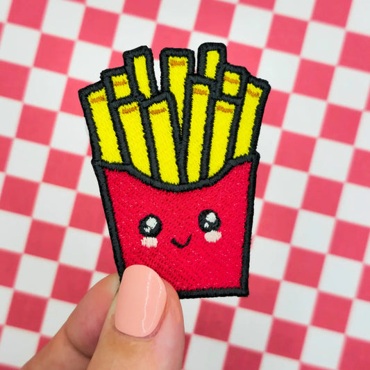 Patch thermocollant brodé en forme de frites kawaii