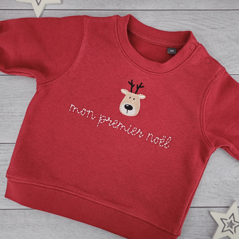 Pull brodé mon premier noel