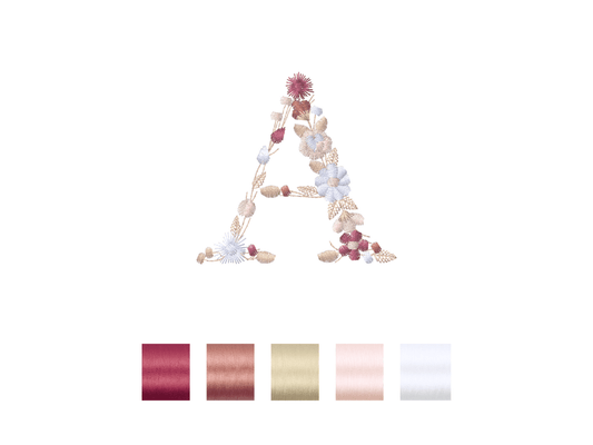 Pyjama bébé brodé personnalisé lettre fleurie palette de couleur