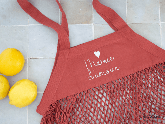 Sac à provision filet brodé mamie d'amour 1