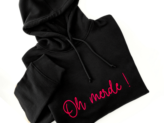 Sweat à capuche brodé oh merde vue 2