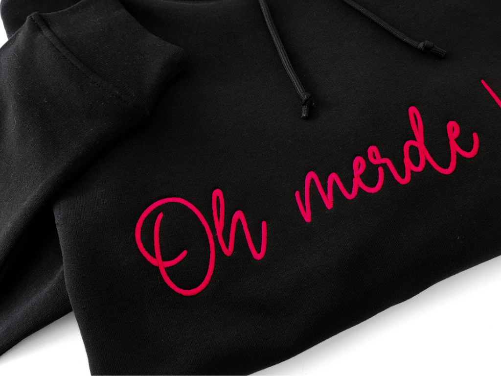 Sweat à capuche brodé oh merde vue 3