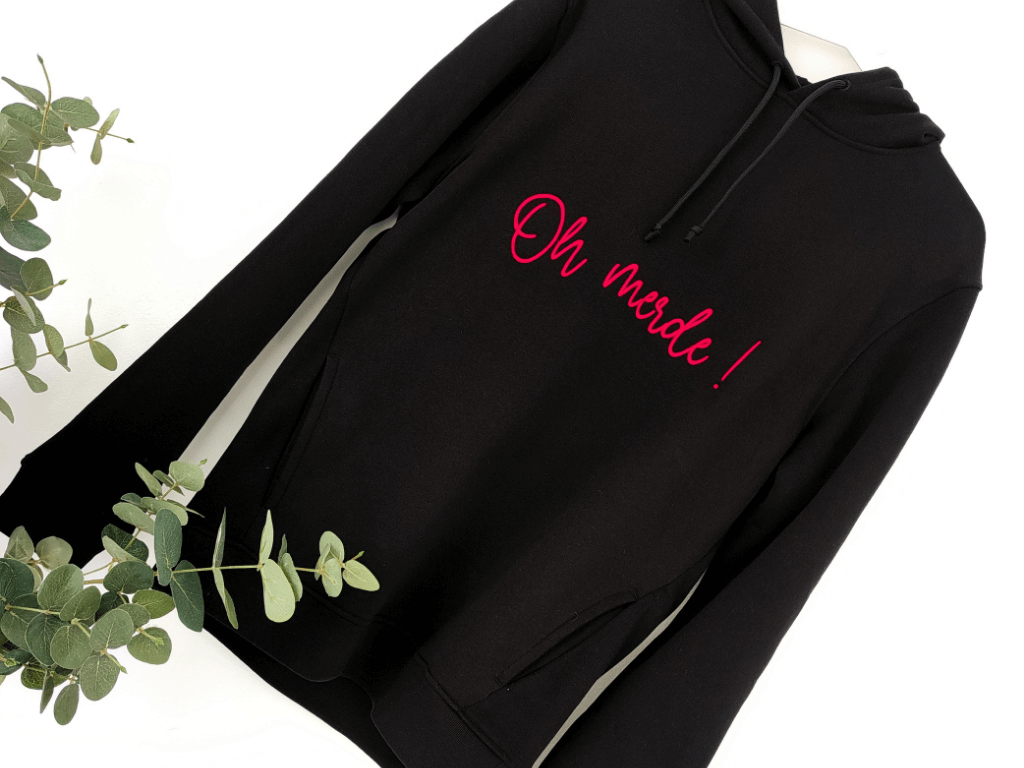 Sweat à capuche brodé oh merde vue 4