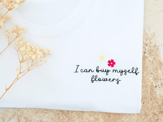 T-shirt brodé motif floral chanson