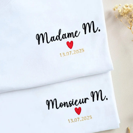 Tee shirts mariage personnalisés monsieur et madame