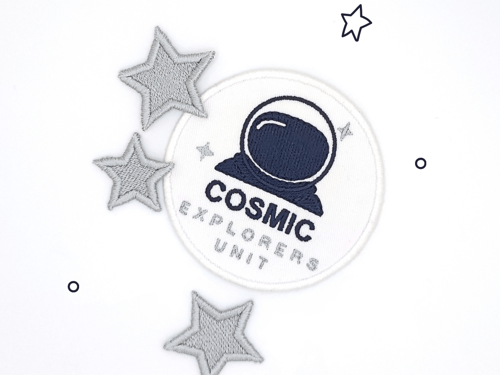 écussons thermocollants brodés astronaute et étoiles vue 1