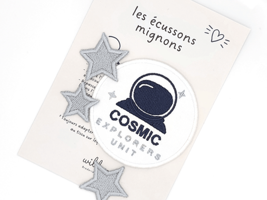 écussons thermocollants brodés astronaute et étoiles vue 2