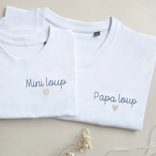 T-shirt personnalisé brodé  - Texte et couleur au choix