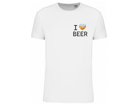 t-shirt brodé I love beer blanc en entier