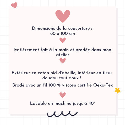 Caractéristiques couverture bébé personnalisée prénom Alice