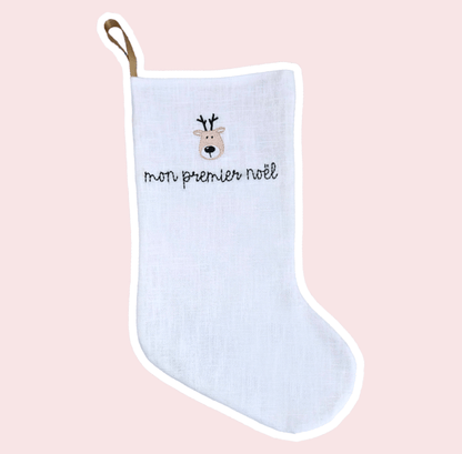 Chaussette bébé brodée mon premier noël