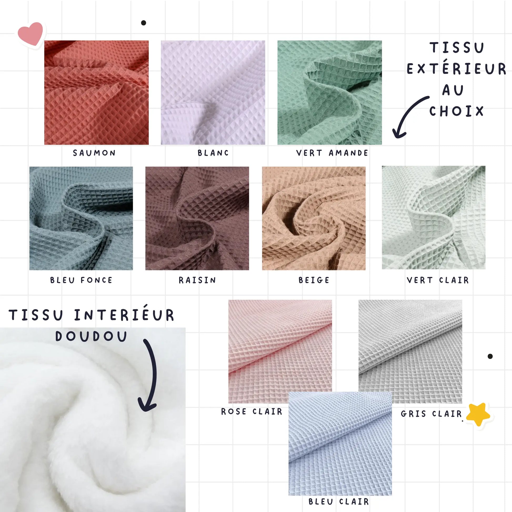 Couleur du tissu pour la couverture bébé personnalisée prénom
