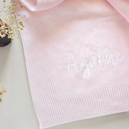 Couverture bébé personnalisée brodée en maille