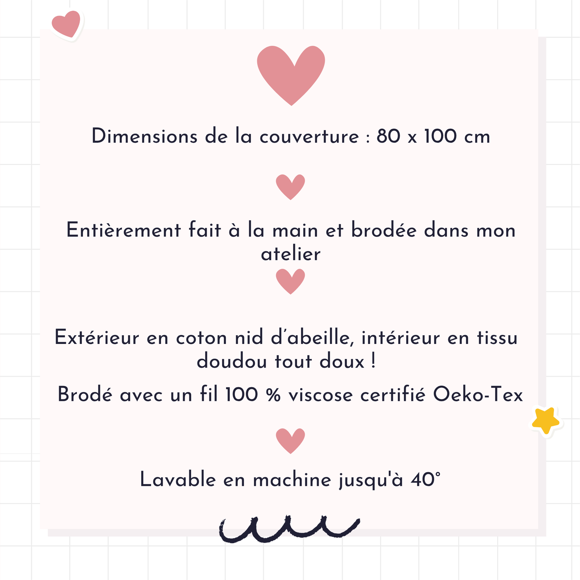 Détails de la couverture bébé personnalisée prénom