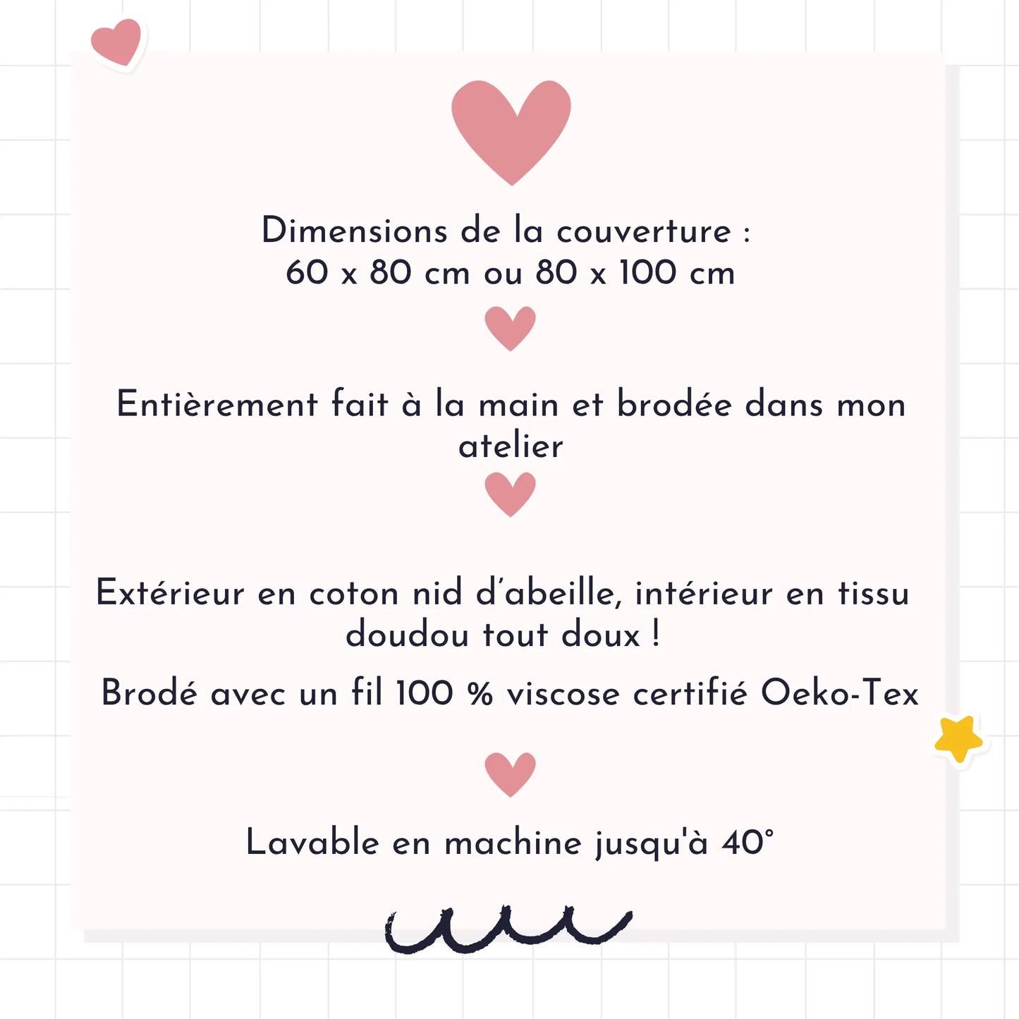 Détails de la couverture bébé personnalisée prénom