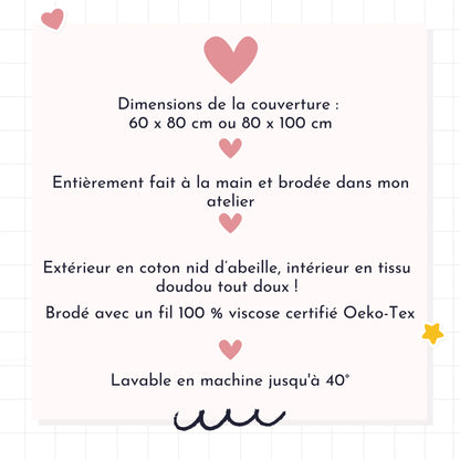 Détails de la couverture bébé personnalisée prénom