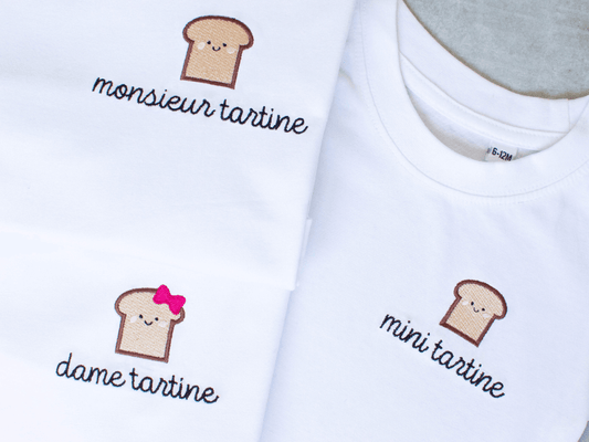 Ensemble de t-shirts famille tartine