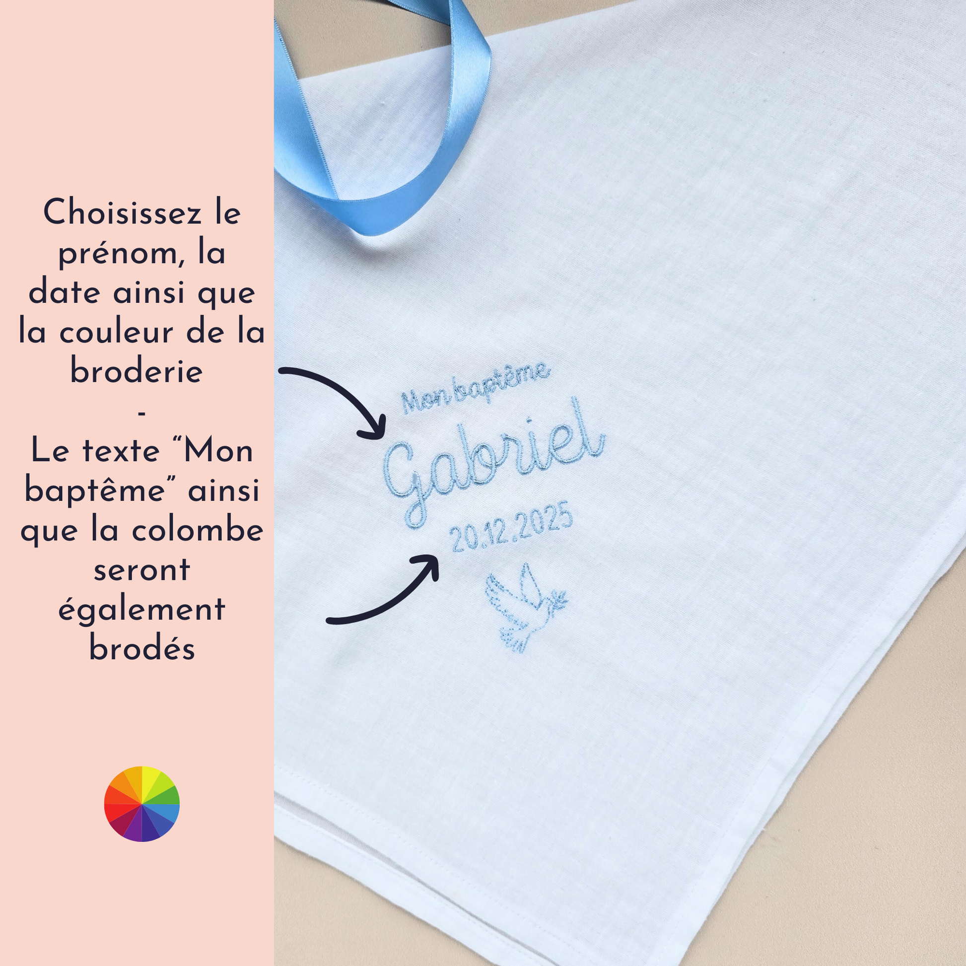 Châle de Baptême Personnalisé