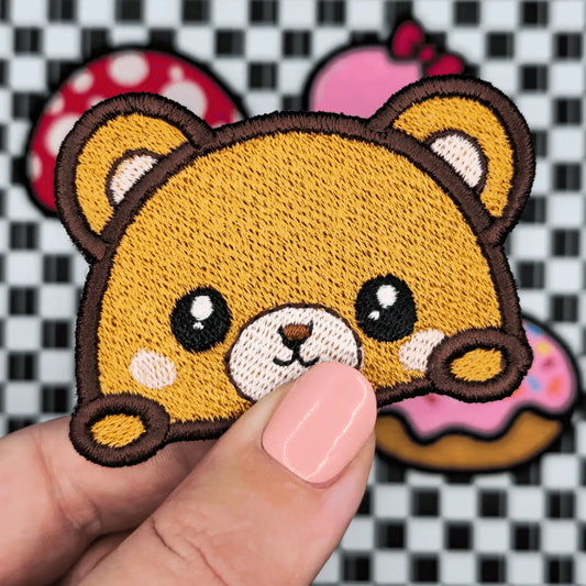 Patch thermocollant brodé en forme d'ourson kawaii