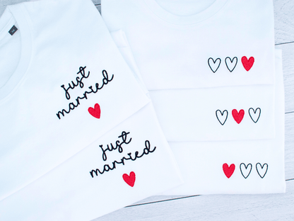 T-shirt brodé just married et tee shirts enfants