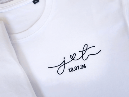 T-shirts brodés pour mariage initiales et date