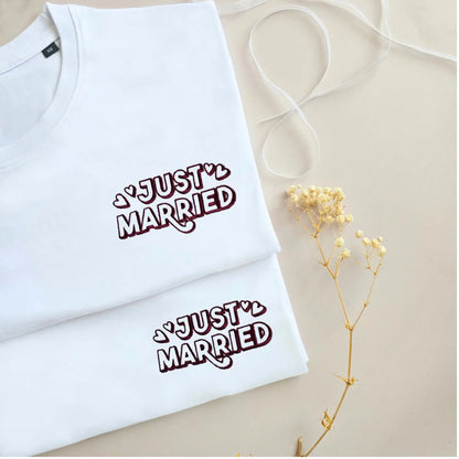 T-shirts mariage just married brodés