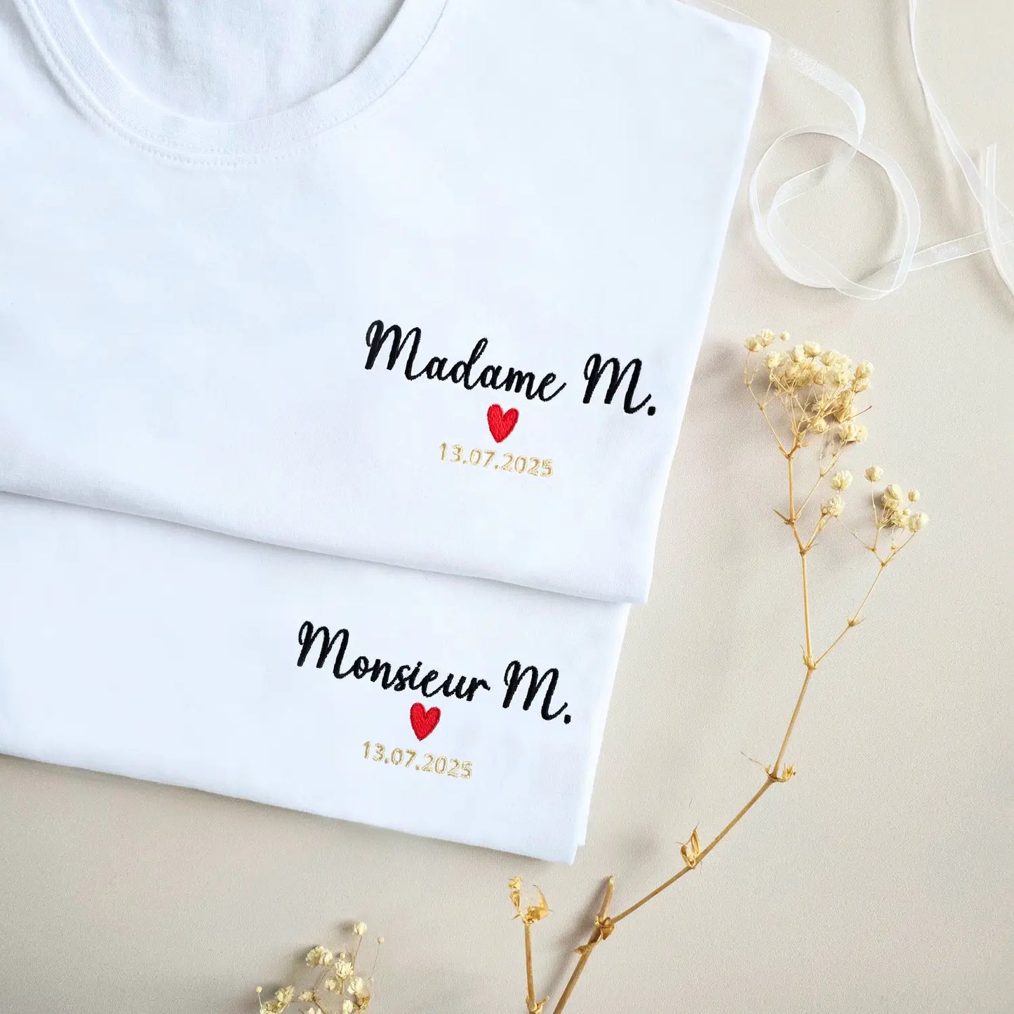 Tee shirts mariage personnalisés monsieur et madame