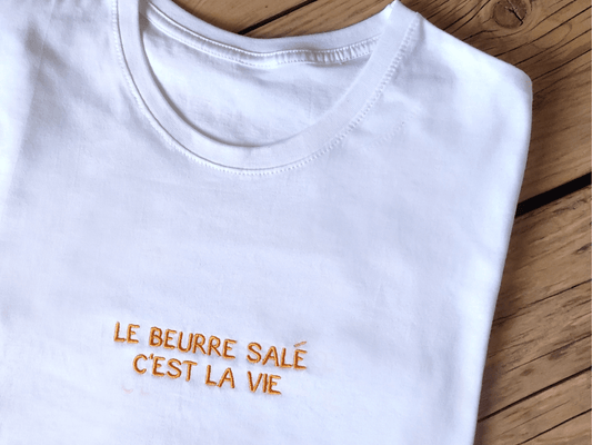 t-shirt brodé beurre salé blanc vue 1